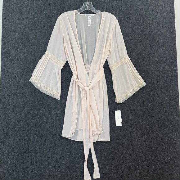 Rya Collection Sheer Robe Women's XS/S Pink Rose Cover Up Bell Sleeve Belted New - Picture 1 of 10